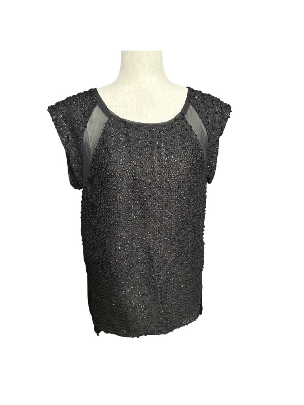 Maurices Shirt Women M NWT Black Shimmer Sheer Back High Low Hem Party New Years